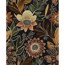 Boho Wallpaper Peel And Stick Dark Floral Wallpaper For Cabinet Vintage Contact Paper Waterproof Se- Adhesive Removable Modern Wall Paper For Bedroom Stair Bathroom 17.5in X118in - 黑色/棕色 - 查看 2