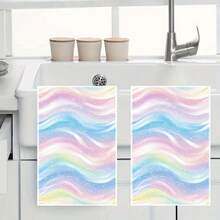 2/4/6/8/10 Rainbow Theme Printed Kitchen Towels. Kitchen Towels With Rainbow Pattern Prints Are Great Helpers For Household Items And Are Suitable For Kitchen And Other Scenarios - 多色4 - 查看 1