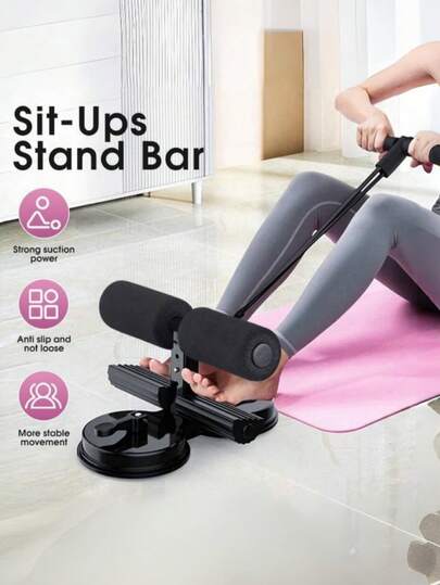 1 pieza Barra de abdominales independiente, Barra de abdominales independiente portátil, Dispositivo de asistencia para abdominales para fitness en el hogar con 2 ventosas y reposapiés ajustable, Entrenador de músculos abdominales, Apto para entrenamiento en casa, Se puede usar para ejercicios abdominales, entrenamiento, gimnasio, fitness en casa