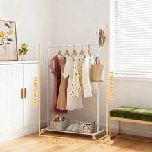 Clothes Rail - Movable Clothes Rack With Bottom Shelf, Heavy-Duty Clothing Rail For Hanging Clothes, Coats, Dresses, Clothes Rail For Bedroom, Hallway, Laundry Room - trắng - Xem 2