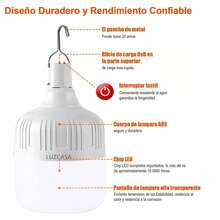 LUCASA Bombilla LED de Emergencia de 80 W, Lampada Recarregavel Bombillas Incluye cable de datos USB Recargable Luz Recargable por USB Ajustable con 18 Horas de Funcionamiento para Cortes de Energía Camping Actividades Al Aire Libre, Tienda de Campaña Hurricane - 30 W [3000 lúmenes] - Ver 5