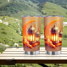 1 pezzo Tazza da auto isolata in acciaio inossidabile da 20 once. Caratterizzata da motivi del Ramadan tra cui una mezzaluna (simbolo islamico), lanterne in stile arabo e stampe a stelle. Adatta per pendolarismo quotidiano, feste e occasioni sociali. Mantiene le bevande calde/fredde. Bella e pratica, perfettamente in grado di soddisfare le esigenze di idratazione quotidiana. Un regalo meraviglioso per familiari e amici durante le vacanze o i compleanni. Stile festivo del Ramadan. - Multicolore - Visualizzare 9