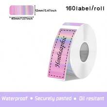 12x40mm Etiquetas holográficas duraderas - Rollo de 160 piezas de cinta láser térmica impermeable para impresoras D30 P11 P12 P15, pegatinas para eventos al aire libre - Multicolor - Ver 11