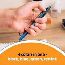 BIC - Boligrafo retractil de 4 colores punta de 1 0 mm para un flujo de tinta suave paquete de 3 unidades en varios colores de tinta - Azul - Ver 2