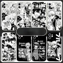 Blue Lock Anime Phone Case For  14/15 Pro/Pro Max - Shockproof Protective Cover With Seishiro Nagi/Alexis Ness Manga Panel Print, Black & White Accessory For Blue Lock Fans - Multicolor - Ver 3