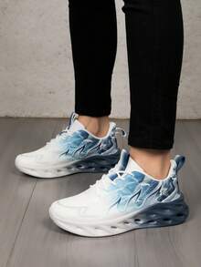 1双透气网布运动鞋，适合青少年，舒适柔软轻便，防滑鞋底，复古时尚休闲跑步户外街头鞋 - 藍色 - 查看 7