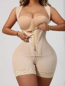 1pc Sports Style Waist Cincher With Drawstring And Zipper, Elastic Fabric To Slim And Shape Waist And Abdomen