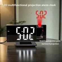 1pc Projector Alarm Clock, Bedroom Ceiling Large-Screen Projected Clock, Digital Clock With 180° Projection Function, 4 Brightness Levels, 12/24-Hour Alarm Projector With Temperature, Date, And Nap Timer - 彩色 - 查看 1