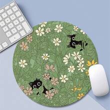 1pc Round Mouse Pad Cup Coaster Stylish Fast-Drying Non-Slip Desk Cup Mat - A - View 3