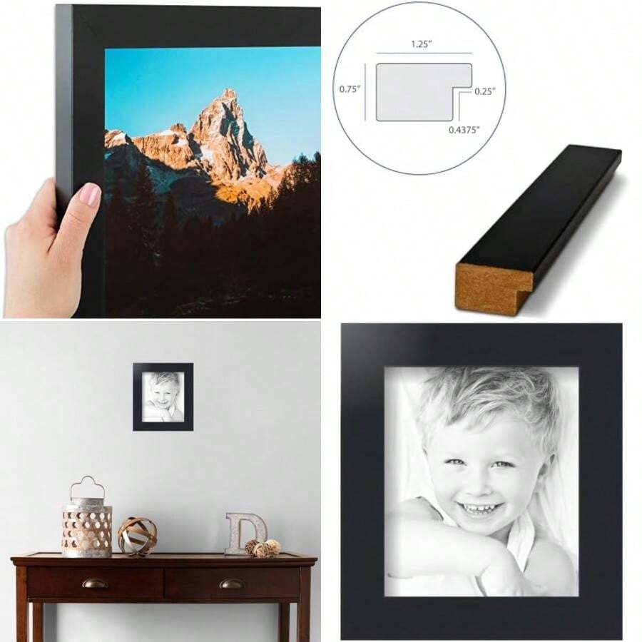 ArtToFrames 6x7 inch Satin Picture Frame, 2WOMFRBW26079-6x7(6 x 7" Black) - Multicolor - Ver 1
