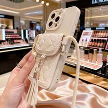 1个时尚长流苏卡套 + 简约米色眼睛设计防震TPU手机壳，适合日常使用，兼容 17/17 Pro/17 Air/17 Pro Max/////系列 - 米色 - 查看 4