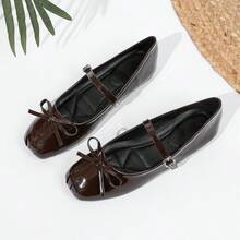 新款复古低帮玛丽珍鞋，舒适系带鞋，褶皱女鞋 - 咖色 - 查看 7