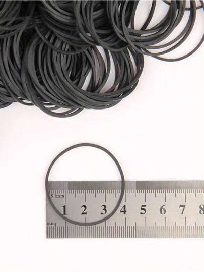 100/300/500pcs Black Elastic Rubber Bands, High Elasticity, Durable, Colorfast, Suitable For Office Supplies, School, Home Use, Inner Diameter 38mm, Essential For Back To School Season