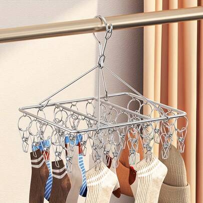Stainless Steel Drying Rack, Suitable For Drying Socks, Underwear, And Clothes, Also Can Be Used As A Drying Rack For Herbs, Flowers, Etc. Applicable For Balcony, Hotel, And Dormitory, Effectively Saves Space, Ideal For Drying Towels, Bras, Underwear, And Children's Clothing. Also Suitable For Drying Herbs, Air Plants, Spices, Flowers, And Hydroponics.