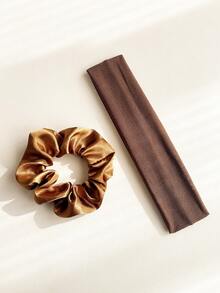 10pcs Solid Color Retro Fashion Breathable Sweat-Absorbing Hair Accessories. Colon Hair Ties + Sports Headbands Combination Set. Suitable For Daily Wear And Sports Matching., School Stuff, Gifts, Gym's Outfit, Head Bands, Hair Bands - Multicolor - View 9