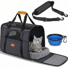 Transportador para Gatos y Perros Portátil de Tela, Mochila Transportadora para Mascotas con Cierres de  con Bloqueo, Transportador Plegable y Transpirable con Tazón Plegable& asiento para perro auto | mascotas perros | cama para perro. - 123 - Ver 2