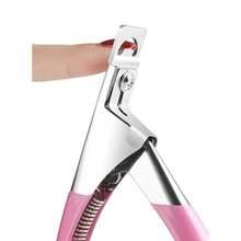 1Pcs 3-Way False Nail Tip Cutter - Stainless Steel U-Shaped Clipper For Acrylic, Gel, And Fake Nails - Essential DIY Manicure Tool - 粉色 - 查看 2
