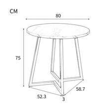 Round Dining Table (1 Piece), Kitchen Table, Unique Metal Frame, Modern Marble Texture, Suitable For Dining Room And Living Room, White/Gold. - White - View 9