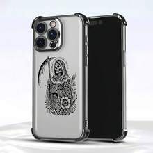 Grim Reaper Floral Design Phone Case Cover compatible with Samsung Apple VIVO OPPO  and Honor phone cases Made of TPU material providing shockproof and drop protection A unique gift for family friends loved ones boyfriend girlfriend and for Halloween - Negro - Ver 2
