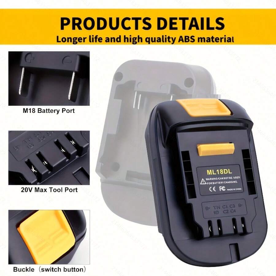 ML18DL Adapter Compatible With Dewalt 20V Cordless Tools, Adapter Compatible With Milwaukee 18V M-18, Replacement For Dewalt 20V Max (Adapter Only).