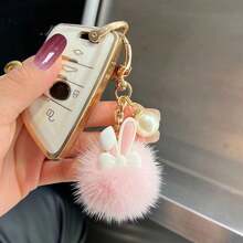 1pc Cute Charcoal Ball Cartoon Keychain, Creative Funny Charcoal Ball Pendant, Retro Student Doll Keychain Charm, Suitable For Christmas, Valentine's Day, Halloween, Easter And Other Holidays, Adorable Monster Keychain Gift Bag Hanging Accessory, Creative Gift For Teachers, Friends, Sisters - Pompom Bunny - View 6