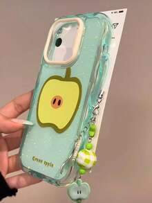 泼墨苹果设计硅胶手机壳，兼容 17 Pro Max、17 Pro、17 Air、17 水果盘，带挂绳。 - 綠色 - 查看 3