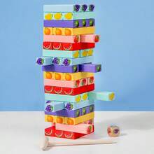 Wooden Stacking Tower Building Blocks Game, Interactive Parent-Child Desktop Puzzle Toy - Multicolor - View 8