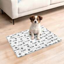 Personalized Pet Insulating Mat With Your Own Pet's Name.This Thick, Cozy Pet Flannel Insulating Mat With Paw Prints Provides Warmth And Comfort, Making It Perfect For Cats And Small Dogs To Relax On. It's Portable And Ideal For Creating A Snug Spot For Your Pet. Perfect Gift For Any Pet Owner, Flexible & Easy To Store & Portable, Gift For Best Friends Mom, Dad, Daughter, Son, Family, Girlfriend, Boyfriend, And Other Pet Lover - White - View 2