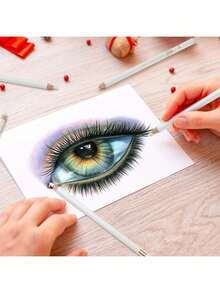 Estilo6 Lápices de Carbón de Color Blanco, , Respetuoso con el Medio Ambiente, Suave, Medio Duro, útil, Alto Brillo, Color Blanco, Juego de Lápices de Dibujo para Pintar Y ColorearVersión mejorada - 1 - Ver 5