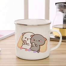 Nueva taza esmaltada de gato melocotón y Goma, taza para café, té, lindo animal, desayuno, postre, leche, taza de agua, regalo para pareja - 25 - Ver 13