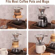 1 Pcs Reusable Pour Over Coffee Dripper, Stainless Steel Paperless Filter Cone Dripper With Removable Cup, Easy To Clean For Coffee Enthusiasts - Bạc - Xem 7