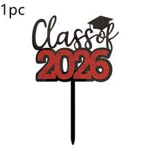 1个/3个/6个 2026毕业快乐蛋糕装饰插牌，祝贺2026届毕业生毕业典礼博士帽蛋糕装饰用品 - 彩色 - 查看 13