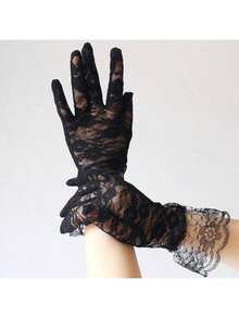New Sexy Party Dress Gloves, Women's High-Quality Lace Gloves, Wedding Gloves, Full Finger Gloves Accessory, Girls Full Finger Gloves - Multicolor - View 5