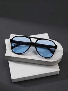 1pc Men's Classic Frame Simple Style Lightweight Retro Fashion Glasses, Daily Outdoor Holiday Party Leisure Style Dress, With Glasses Box - Multicolor - View 4