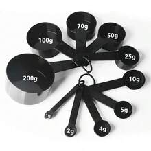 10pcs/Set Measuring Tools Kitchen Measuring Spoons Teaspoon Sugar Scoop Cake Baking Flour Measuring Cups Kitchen Spoons - Black - View 1
