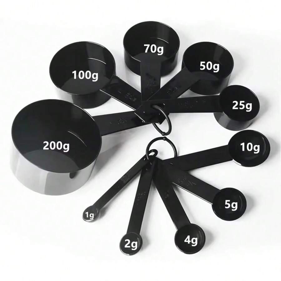 10pcs/Set Measuring Tools Kitchen Measuring Spoons Teaspoon Sugar Scoop Cake Baking Flour Measuring Cups Kitchen Spoons - Black - View 1