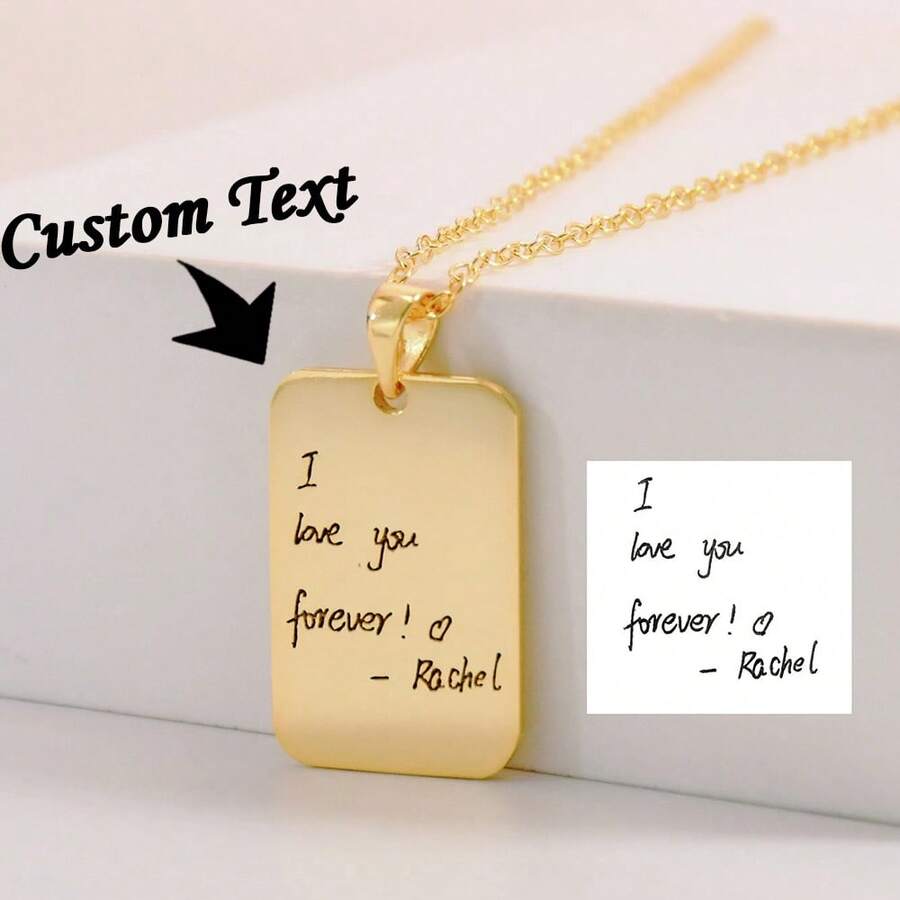 1 pieza Collar personalizado con nombre escrito a mano, Collar de firma personalizada, Grabado con tu propia caligrafía, Collar conmemorativo, Joyería escrita a mano, Regalo del Día de San Valentín, Regalo personalizado, Regalo de aniversario - Multicolor - Ver 1