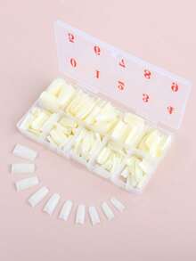 500片半覆盖式假指甲，亚克力指甲贴片，10种尺寸，法式亚克力人造指甲，带盒，适合美甲沙龙和家庭DIY美甲用品 - 白色 - 查看 8