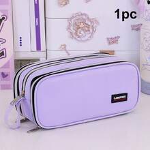 Personalized Custom 2026 New Large Capacity Pen Bag Three-Layer Zipper Student Stationery Bag High-Value Simple Multi-Functional Pencil Bag Back To School - Multicolor - View 7