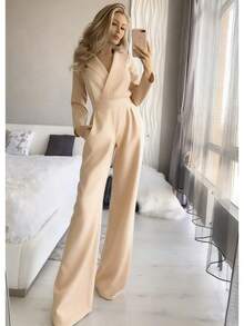 Spring And Summer Chinese Style Long Sleeve New Chinese Style Jumpsuit Diagonal Placket Mid-Waist Elegant Commuter Jumpsuit - 紅色 - 查看 11