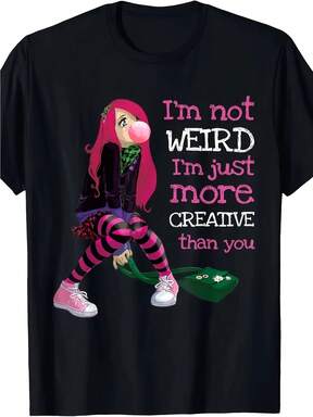 2026 New Men's Black Anime Graphic T-Shirt With I'm Not Weird I'm Just More Creative Than You Slogan - Cute Anime Girl & Bubble Gum Design, Stretchy-Spandex Blend, Round Neck Short Sleeve, Machine Washable, All-Season Casual Wear For Everyday Outfits & Anime Conventions - Quirky Humor Apparel For Teens & Adults, Graphic Tee Men, Men Graphic Tee, Men Graphic T Shirt, Men' T Shirt, Funny Shirt For Men, T Shirt For Men, T-Shirt For Men, Funny Tshirt, Men Clothe, Men Shirt Young Boy T Shirts Conjunto De Niña Mom And Daughter Matching Outfit Tv Girl Gifts For Teen Girls Ropa Para Niño Teen Boys Gifts Kids Christmas Outfits Clean Girl Aesthetic Clean Girl Aesthetic Shirts Girls Tops For Teen Girls Teen Shirts Juniors Girl Clothes Coats For Girls Boy Clothes For Kids Christmas Outfit For Girls Teen Tops Family Matching Clothes Boys Shirts Kids Girls Clothing Gift For Kids Happy New Year Gift