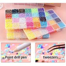 28pcs 3mm Non-Hot Fix Flat Back Resin Rhinestones - 28 Mixed Shiny Gem Colors, With Tweezers And Applicator Tool, For DIY Crafts, Clothing, Shoes, Nail Art, Fabrics And Cup Decorations - 28-grid Jelly Drill - View 6