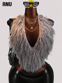 RNU Áo hai dây gợi cảm dành cho nữ cỡ lớn, chất liệu mềm mại, cổ chữ V sâu, hở lưng, thiết kế nơ, đa năng, thích hợp cho buổi hẹn hò lãng mạn, dự tiệc, đi nghỉ mát, mùa xuân. - Xám - Xem 9