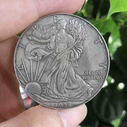 1918年A版复古自由女神头像银币，纪念币礼品，复刻币，幸运奖章展示品