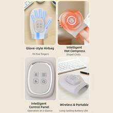 2000mAh可充电手部按摩器，手指和手腕加热按摩器，掌腕关节气囊按摩器，男女皆宜的礼物 - 銀色 - 查看 6