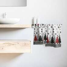 Black White Polka Dot Towels Set Of 2, Boho Polka Dot Hand Towels For Bathroom 14"X28" Vintage Doodle Towels Soft Absorbent Bathroom Hand Towel For Face, Gym, Spa, Kitchen - White Black Buffalo Plaids Christmas Tree - 查看 6
