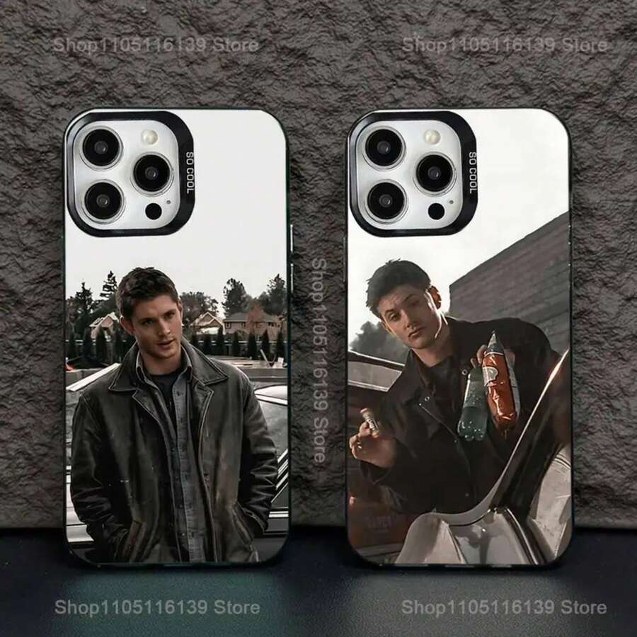 Funda de teléfono negra S- Dean W-Winchester compatible con 17 16 15 14 13 12 11, Pro, Max, Plus - z7 - Ver 1