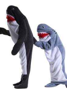 1件卡通鲨鱼、海豚、鲸鱼睡袋连帽毯子连体衣 - 彩色 - 查看 3