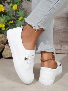 Zapatillas planas cómodas y versátiles para mujer, mocasines transpirables - Blanco - Ver 4