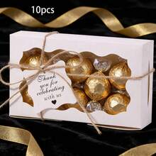 10pcs/12pcs/Pack Wedding Party Valentine's Day Cookie Baking Box With Window, Dessert Box With Drawstring Tag Card, Chocolate Box Pastry Gift Packaging Paper Box, Suitable For Various Holidays - Multicolor - View 16